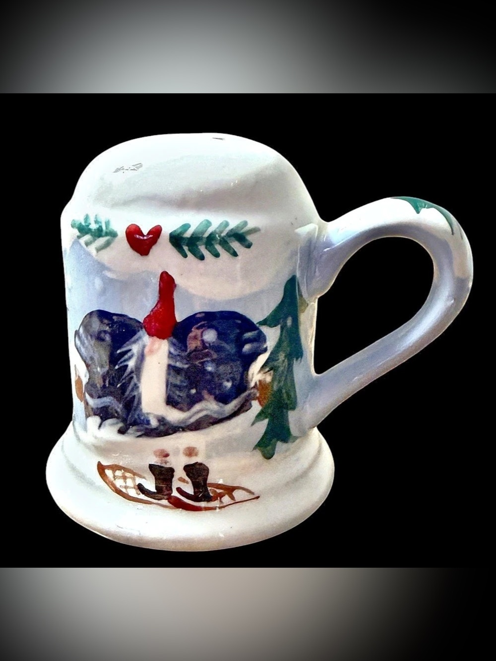Arnel’s Unique Salt Shaker Hand-Painted Winter Gnome Scene Vintage 1996 3.5”H